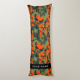 Coussins Longs Motif de camouflage orange, Votre nom, Personnalis