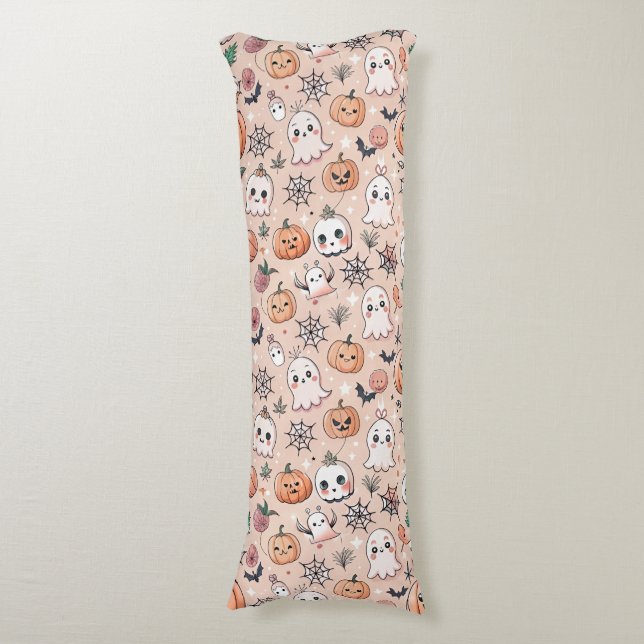 Coussins Longs Motif de caniche d'Halloween avec Fantômes et Citr (Devant (Vertical))