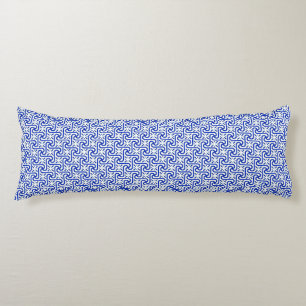 Coussins Longs Motif de carreaux égyptien, blanc et bleu de cobal