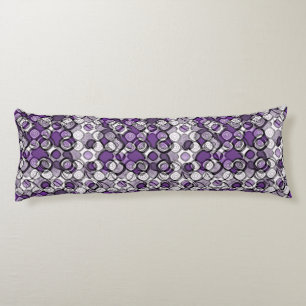 Coussins Longs Motif de cercle abstrait violet, gris et noir