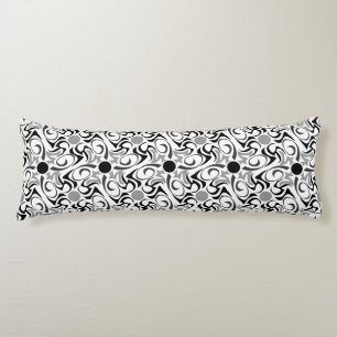 Coussins Longs Motif de céréales tribales noir et blanc