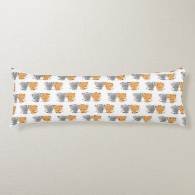 Coussins Longs Motif de chatons mignons orange et gris (Devant)