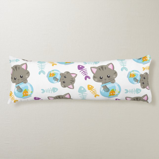 Coussins Longs Motif De Chats, Chats Mignons, Chatons, Poisson (Devant)