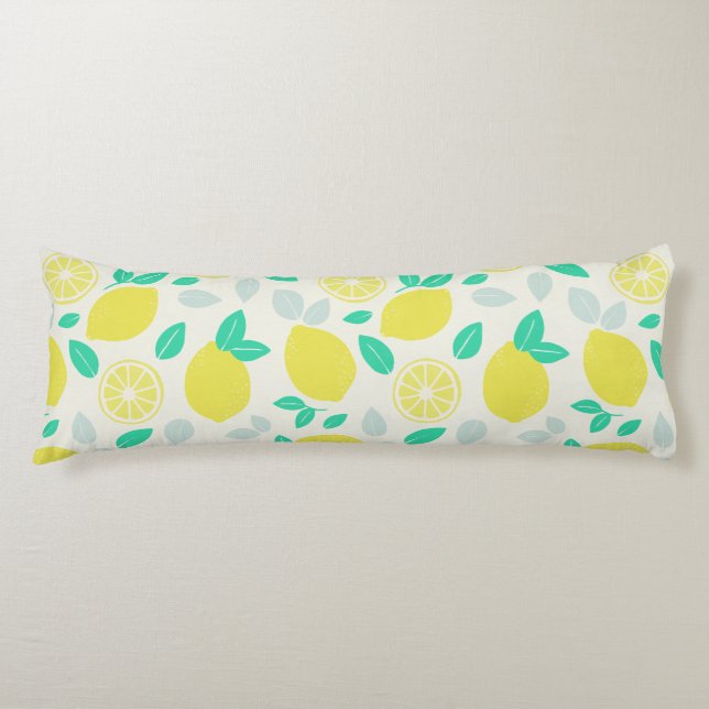 Coussins Longs Motif de citron d'été en crème (Devant)