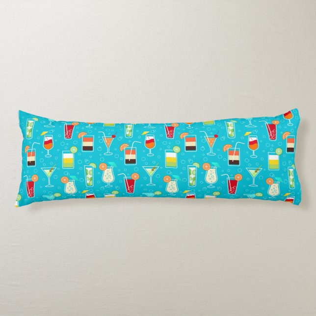 Coussins Longs Motif de cocktail sur l'arrière - plan turquoise (Devant)