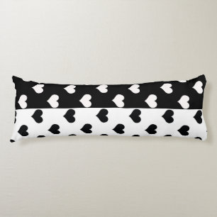 Coussins Longs Motif de coeur Black White Love