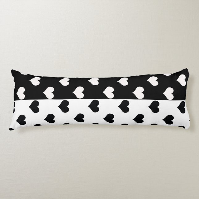 Coussins Longs Motif de coeur Black White Love (Devant)