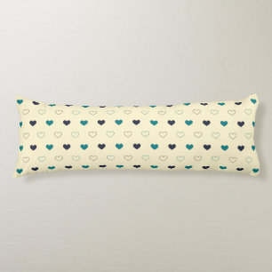 Coussins Longs Motif de cœur bleu et sarcelle sur fond crème