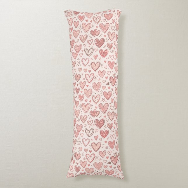 Coussins Longs Motif de cœur dessiné à la main (Devant (Vertical))