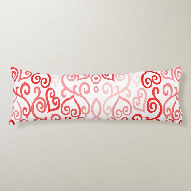 Coussins Longs Motif de coeur rouge et rose (Devant)