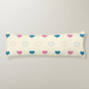 Coussins Longs Motif de cœur simple et mignon bleu rose crème