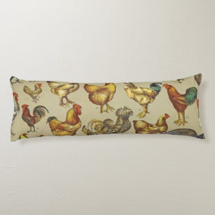 Coussins Longs Motif de coq poulet vintage : Art de ferme