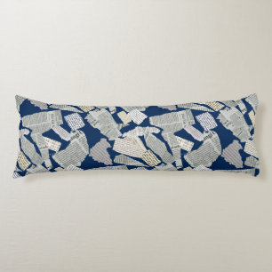 Coussins Longs Motif de coupure de journal 01x4.b DBlue
