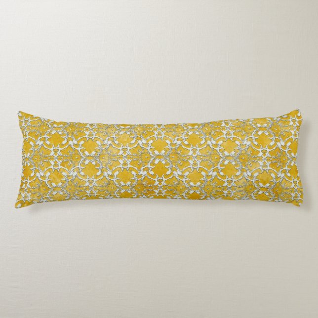 Coussins Longs Motif de danse jaune gris argenté (Devant)