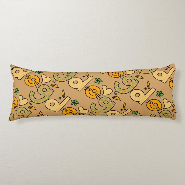 Coussins Longs Motif de dessin de chien Brown (Devant)