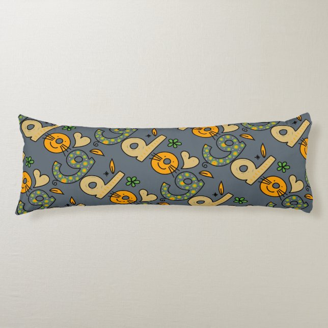 Coussins Longs Motif de dessin pour chien gris ardoise (Devant)