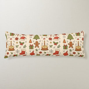 Coussins Longs Motif de doodle de Noël joyeux