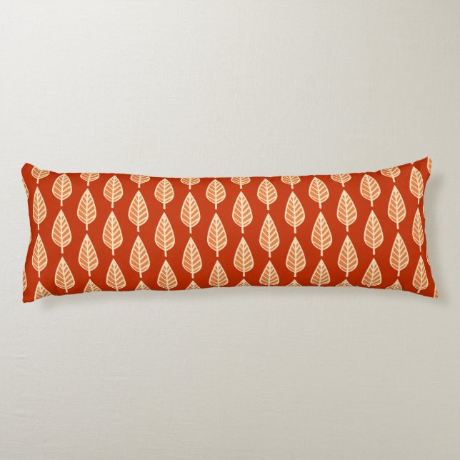 Coussins Longs Motif de feuille de hêtre - Tons de mandarine oran (Dos)