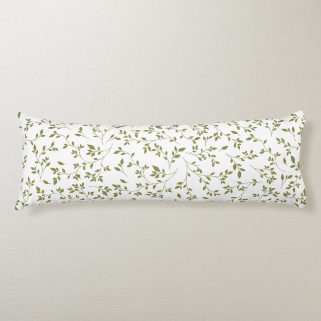 Coussins Longs Motif de feuille de vigne botanique vert olive sur (Devant)