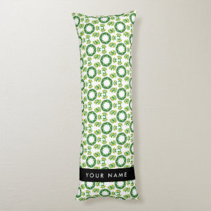 Coussins Longs Motif de feuille, feuilles vertes, votre nom