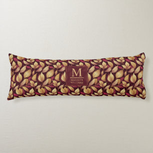 Coussins Longs Motif de feuilles d'automne pailletées rouge borde