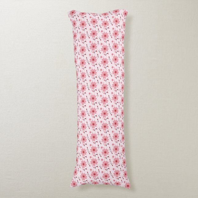 Coussins Longs Motif de fleur de cerisier rose (Devant (Vertical))