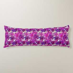 Coussins Longs Motif de fleurs abstrait de rose et de pourpre