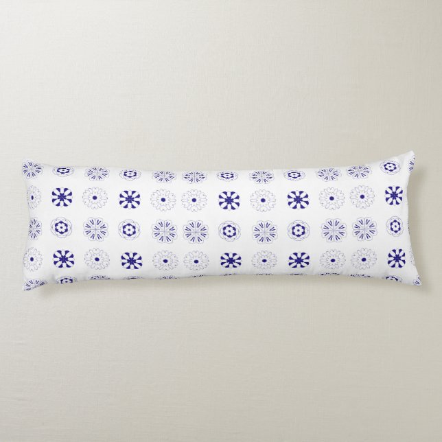 Coussins Longs Motif de fleurs de ligne bleue (Dos)