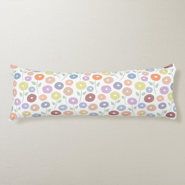 Coussins Longs Motif de fleurs floues Pastels sur fond blanc (Devant)