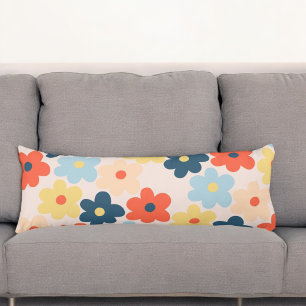 Coussins Longs Motif de fleurs hippie rétro coloré