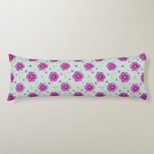 Coussins Longs Motif de fleurs roses avec gouttelettes