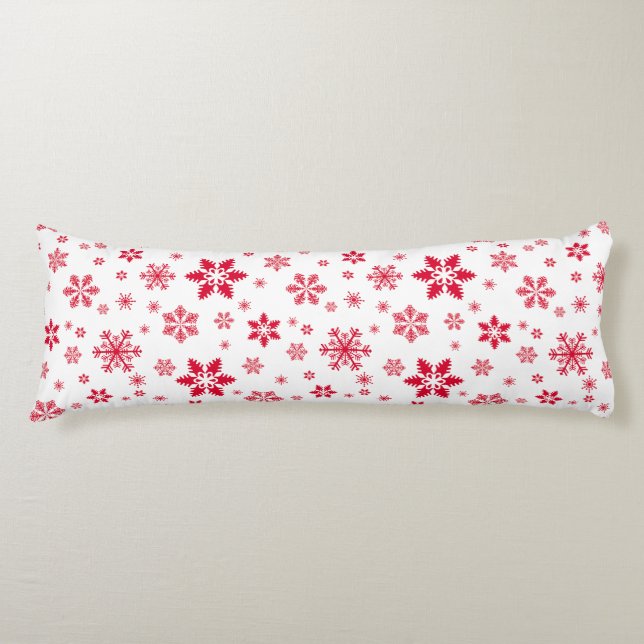 Coussins Longs Motif de flocon de neige, Flammes de neige rouges, (Devant)