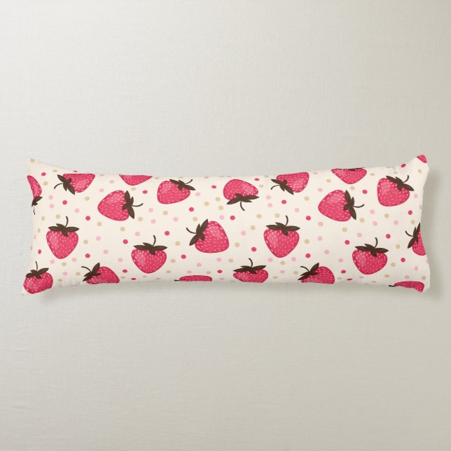 Coussins Longs Motif de fraises roses mignonnes et girly (Devant)