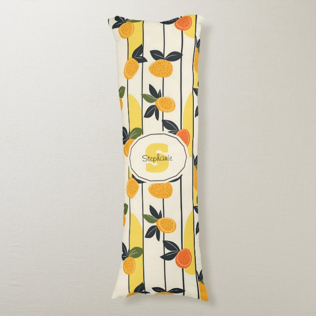 Coussins Longs Motif de fruits d'agrumes avec Feuilles verts (2) (Devant (Vertical))