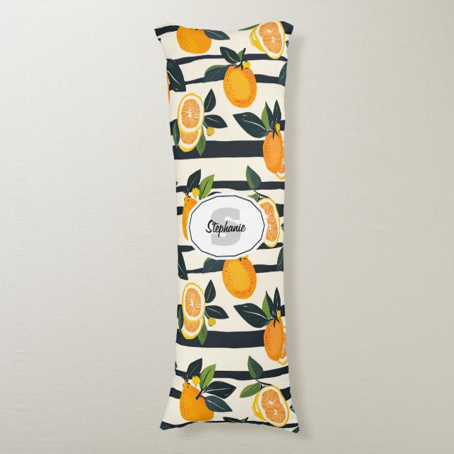 Coussins Longs Motif de fruits d'agrumes avec Feuilles verts (5) (Devant (Vertical))