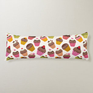 Coussins Longs Motif de gâteau, Motif de muffin, Chocolat, Coeurs