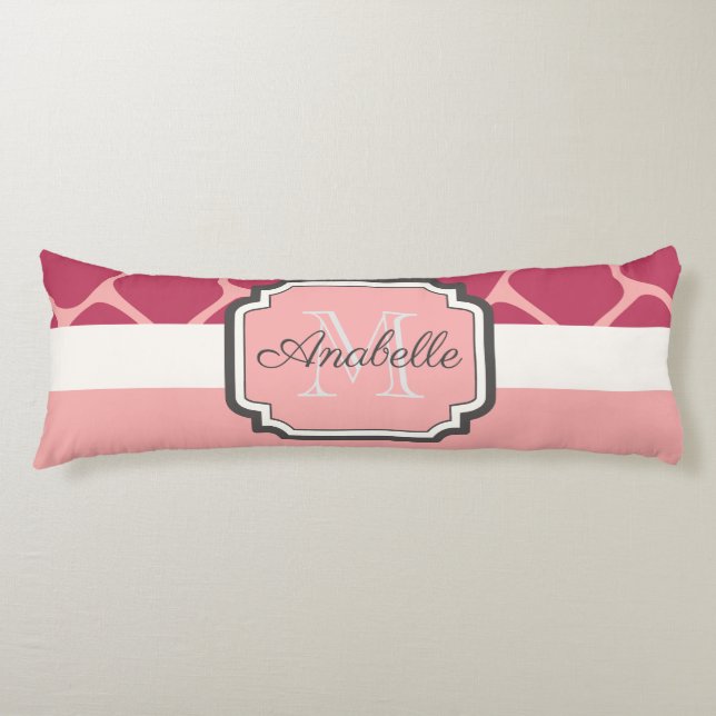 Coussins Longs Motif de girafe rose (Devant)