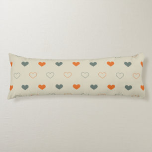 Coussins Longs Motif de grille de cœurs orange et vert