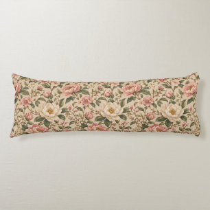 Coussins Longs Motif de jardin de pivoines et de roses romantique