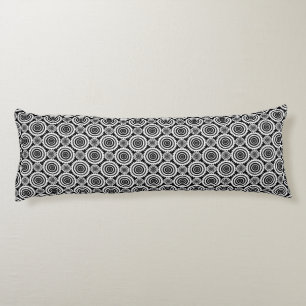 Coussins Longs Motif de kaléidoscope noir et blanc d'art moderne