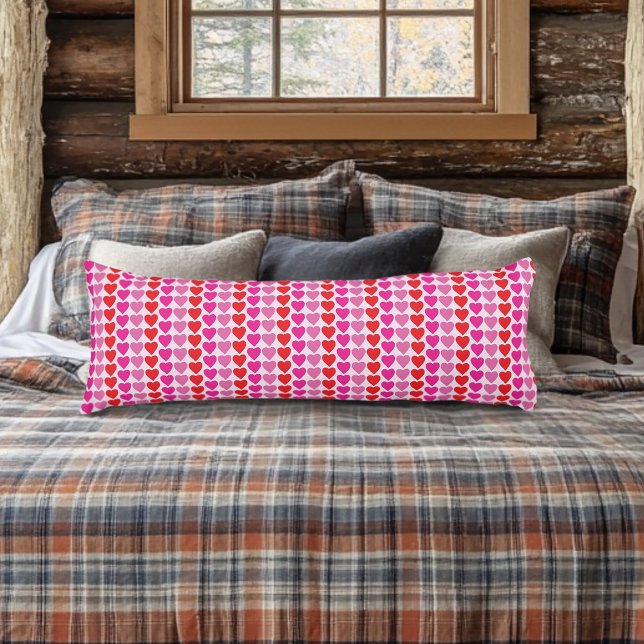 Coussins Longs Motif de la Saint-Valentin Cœurs Fuchsia Rose Roug (Créateur téléchargé)