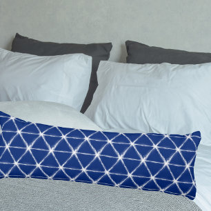 Coussins Longs Motif de lignes Shibori bleu et blanc