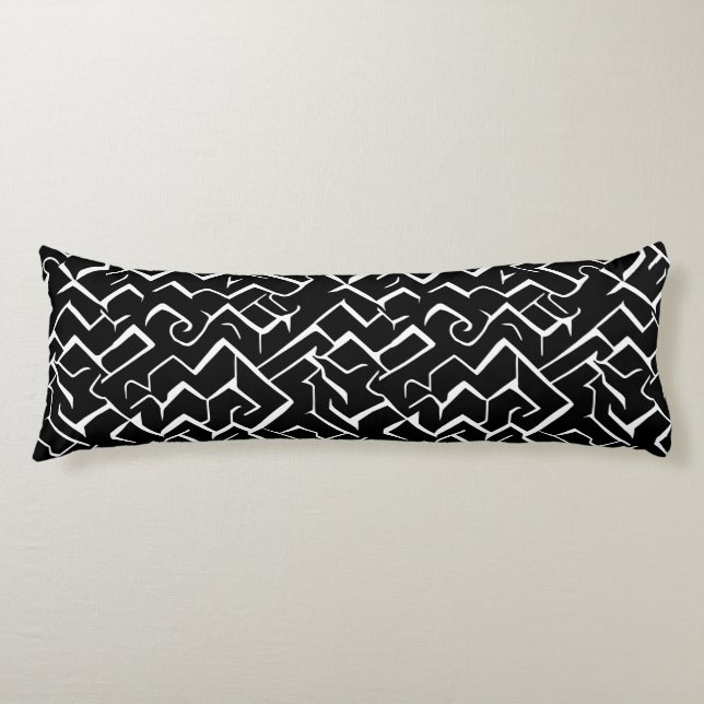Coussins Longs Motif de méandre noir et blanc | Gothique moderne (Devant)