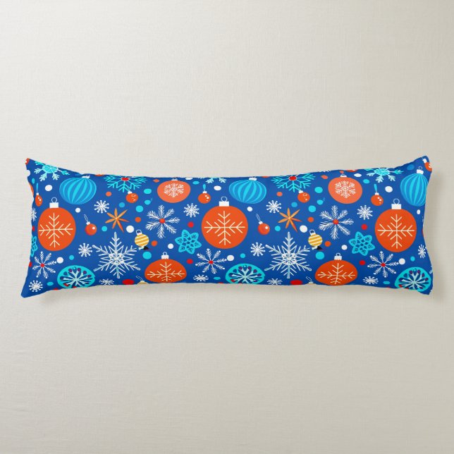 Coussins Longs Motif de Noël bleu (Devant)