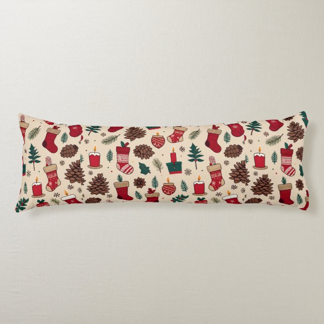 Coussins Longs Motif de Noël festif avec chaussettes (Devant)