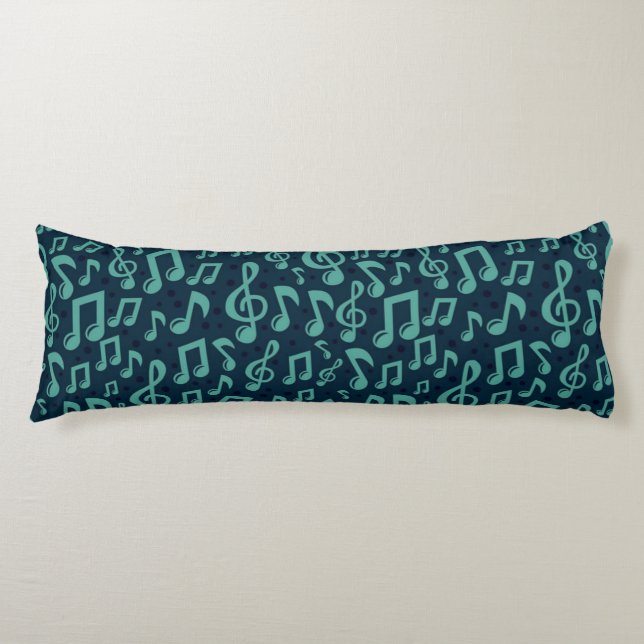 Coussins Longs Motif de notes musicales (Devant)