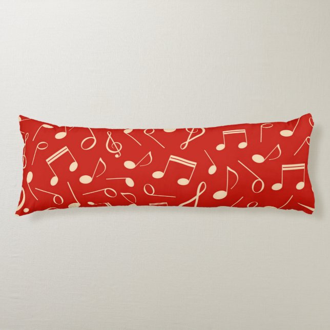 Coussins Longs Motif de notes musicales (Devant)