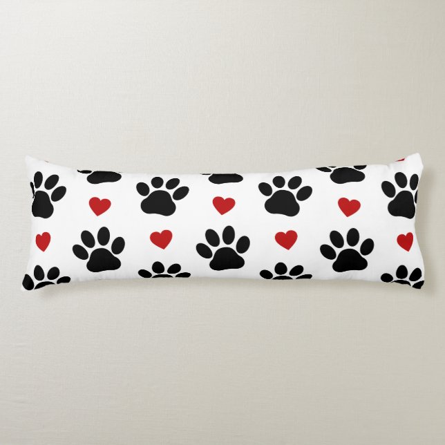 Coussins Longs Motif De Pâtes, Pâtes De Chien, Pâtes Noires, Coeu (Devant)