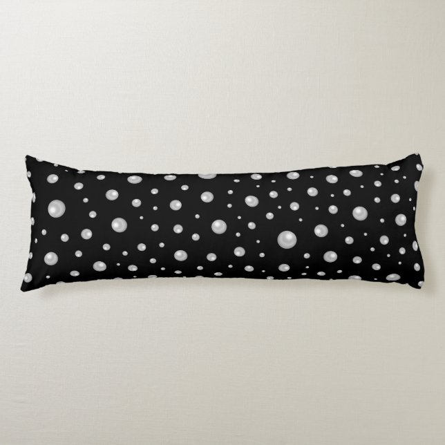 Coussins Longs Motif de perle sur fond noir (Devant)