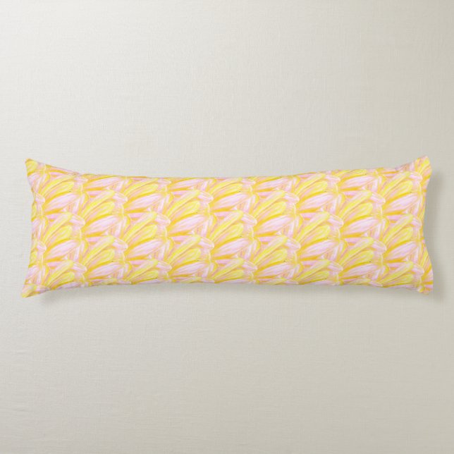 Coussins Longs Motif de pétale de fleur jaune beurre doux  (Devant)